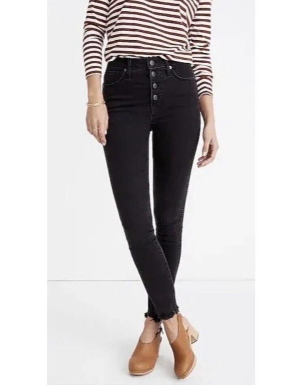Madewell Black High-Rise Skinny Button-Fly Jeans Women’s Size 29 Casual, Grunge